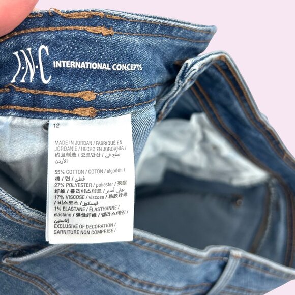 INC INTERNATIONAL CONCEPTS LACE BUTTON UP SKINNY LEG REG FIT BLUE DENIM JEANS - Picture 7 of 8